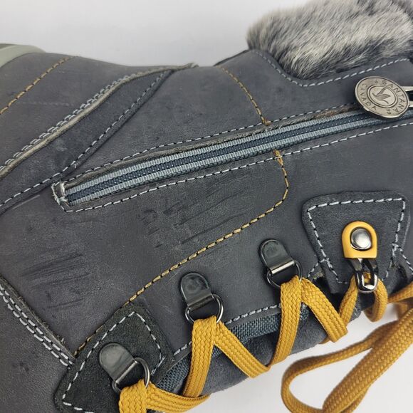 Santana Canada Milly Boots Waterproof Leather Faux fur Gray Size 8.5 - Picture 5 of 14